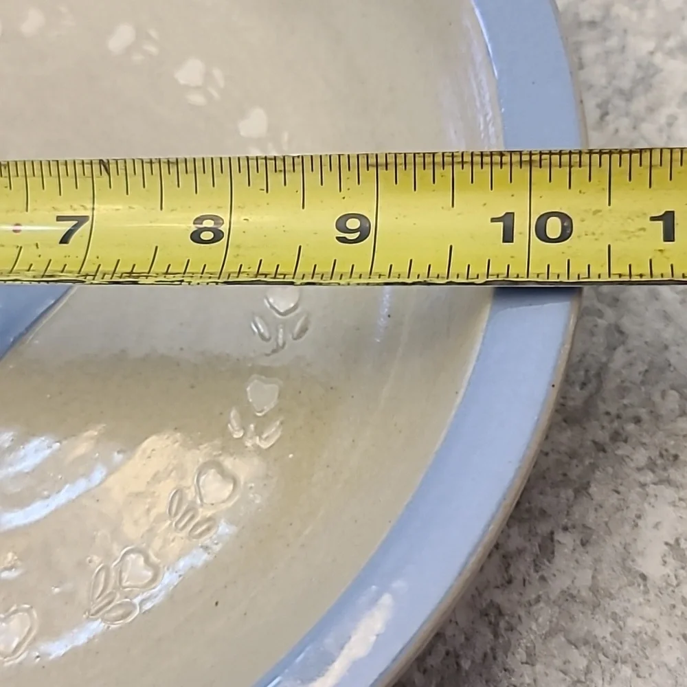 Studio Pottery Blue and Cream Heart Design Pie Plate Bowl